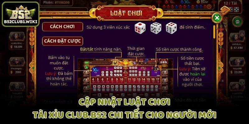 Cập nhật luật chơi Tài Xỉu Club.B52 chi tiết cho người mới